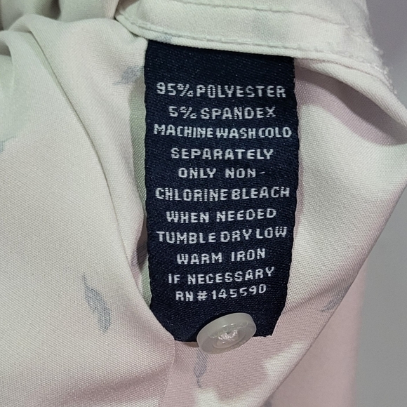 Nautica Men's White Leaf Print Short Sleeve Slim Fit Dress Shirt Small 14/14.5 - Picture 6 of 6